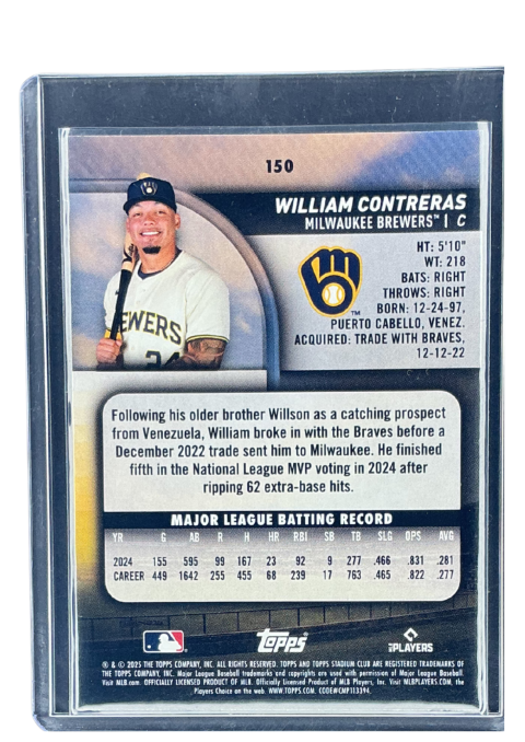 2025 Topps Stadium Club Baseball Wiliam Contreras Lime Green Parallel #150
 Back