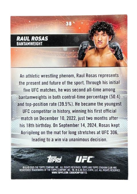 2025 Topps Stadium Club UFC Raul Rosas #38 Back