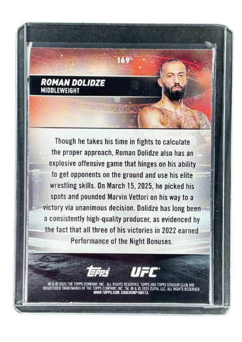 2025 Topps Stadium Club UFC Roman Dolidze #169 Back