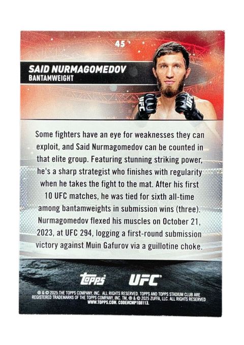 2025 Topps Stadium Club UFC Said Nurmagomedov #45 Back