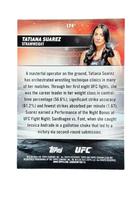 2025 Topps Stadium Club UFC Tatiana Suarez #174 Back