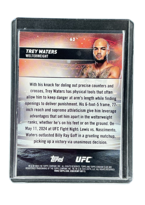 2025 Topps Stadium Club UFC Trey Waters RC #62 Back
