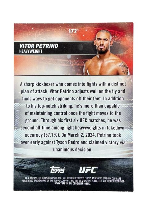 2025 Topps Stadium Club UFC Victor Petrino #172 Back