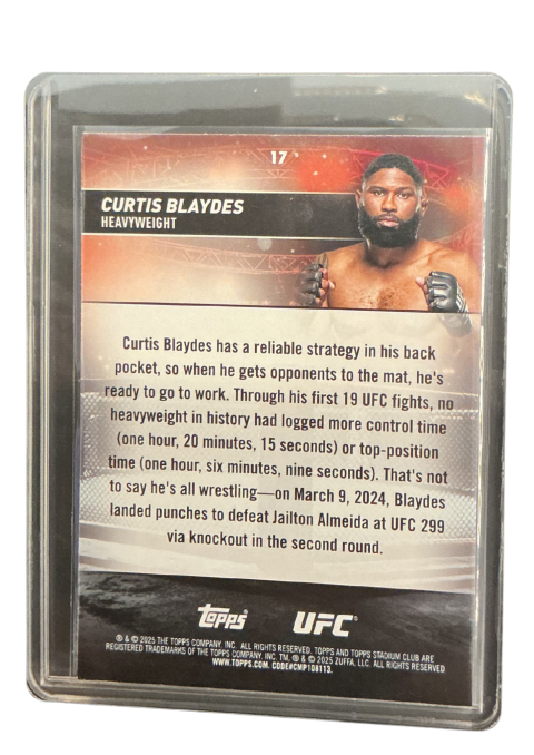 2025 Topps Stadium club UFC Curtis Blaydes #17
 Back