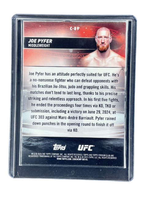2025 Topps Stadium club UFC Joe Pyfer Lava Refractor #C-89
 ack