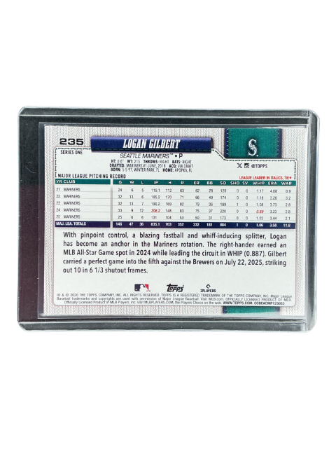 2026 Topps 75 Years Baseball Series 1 Logan Gilbert #235 Back