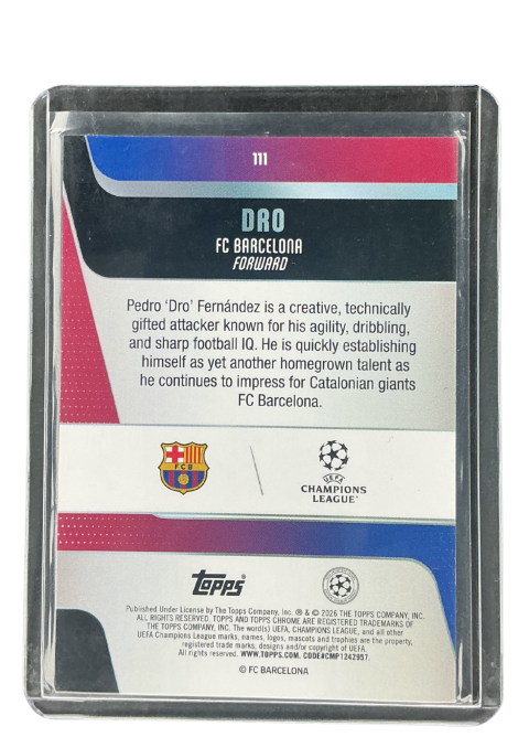 2026 Topps Chrome UEFA Champions League Dro Rc Wave Refractor #111
 Back