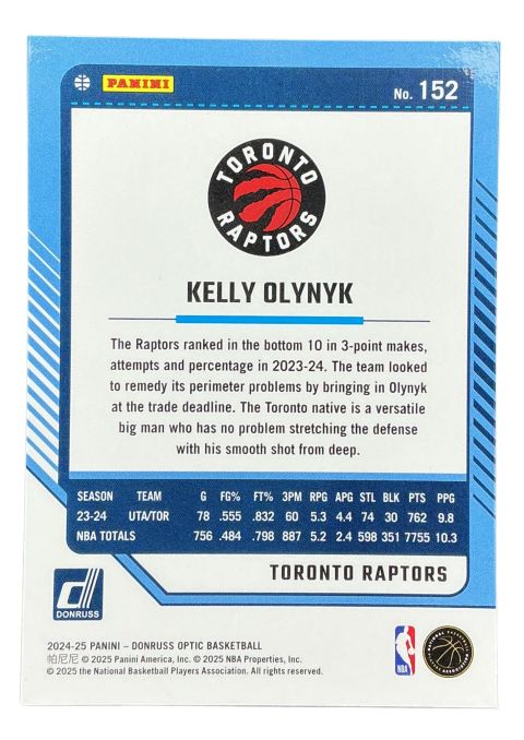 2024-25 Panini Donruss Optic Basketball Kelly Olynyk #152
Back