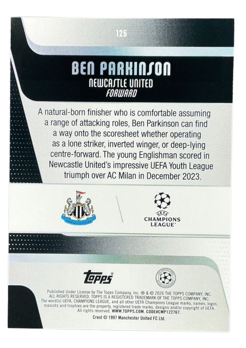 2026 UEFA Club Competitions Ben Parkinson Newcastle United #125
Back