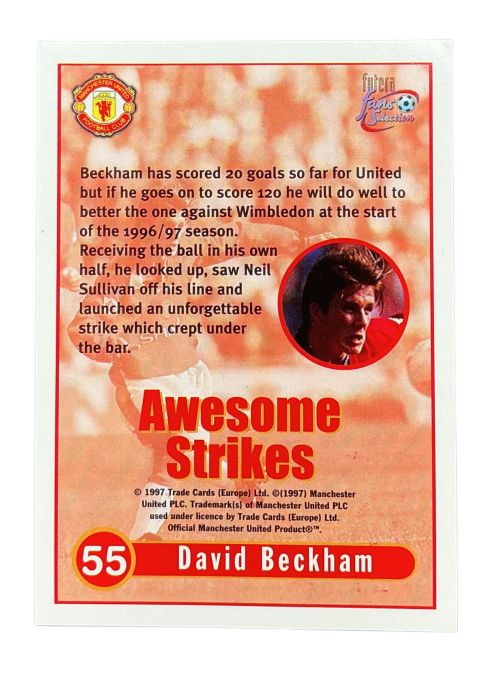 1997 Futera Fan Selection Manchester United David Beckham #55
Back