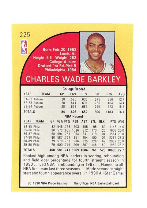 1990 NBA Hoops Charles Barkley #225 Back