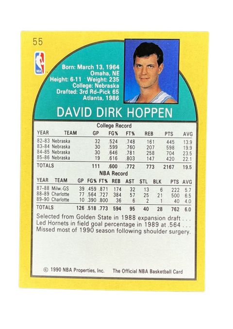 1990 NBA Hoops Dave Hoppen #55 Back