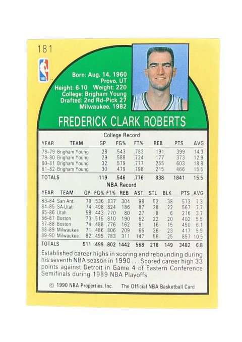 1990 NBA Hoops Fred Roberts #181 Back