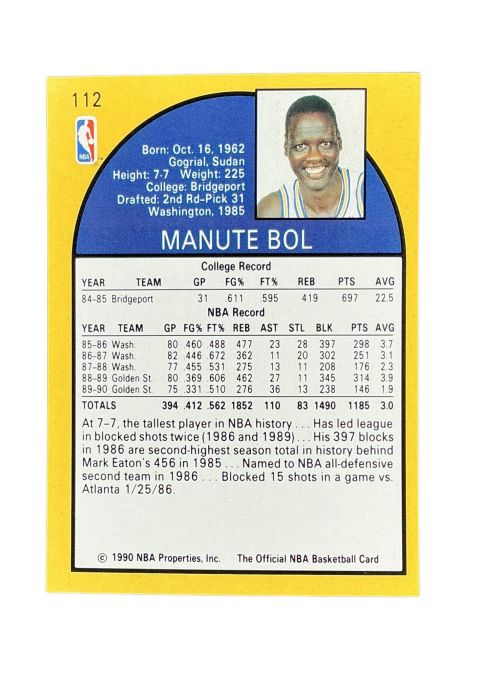1990 NBA Hoops Manute Bol #112 Back