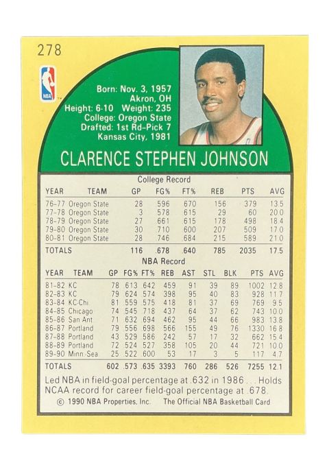 1990 NBA Hoops Steve Johnson #278