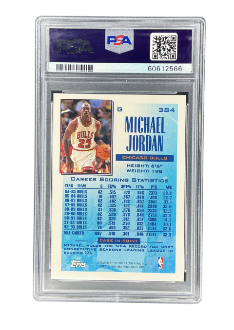 1993 Topps Gold Michael Jordan #384 PSA 9 Back