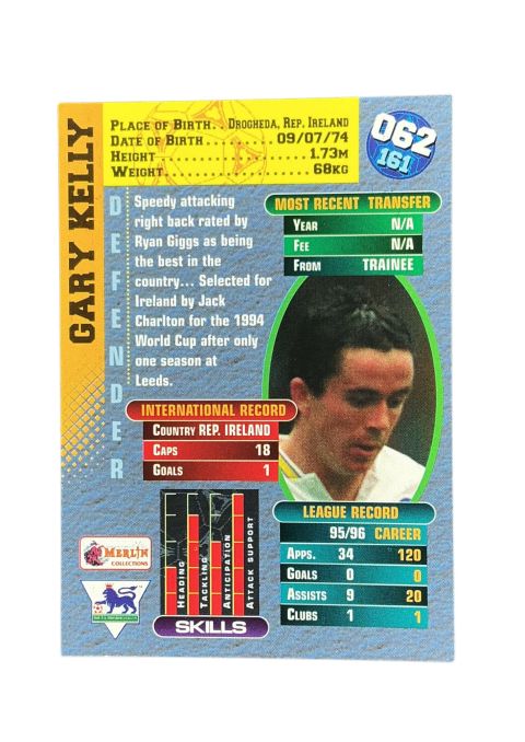1996 Merlin Premier Gold Gary Kelly #062 Back