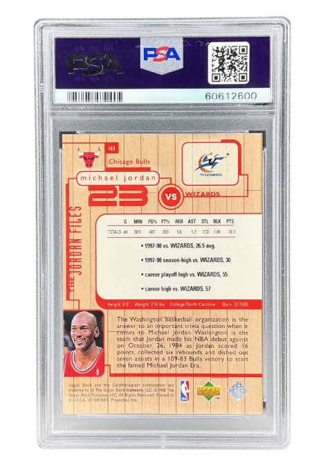 1998 Upper Deck MJ Living Leg Michael Jordan #163 PSA 9 Back