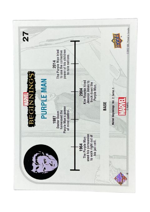 2022 Upper Deck Marvel Beginnings Volume 2, Series 1 Purple Man #27 Back