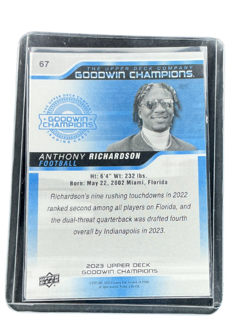 2023 Upper Deck Goodwin Champions Anthony Richardson Rc #67
 Back