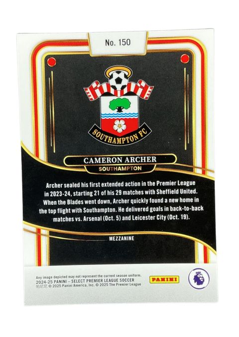 2024-25 Panini Select Premier League Soccer Cameron Archer #150 Back