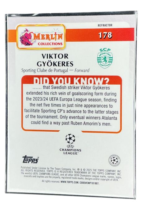 2024-25 Topps Merlin UCC Viktor Gyokeres #178 Back