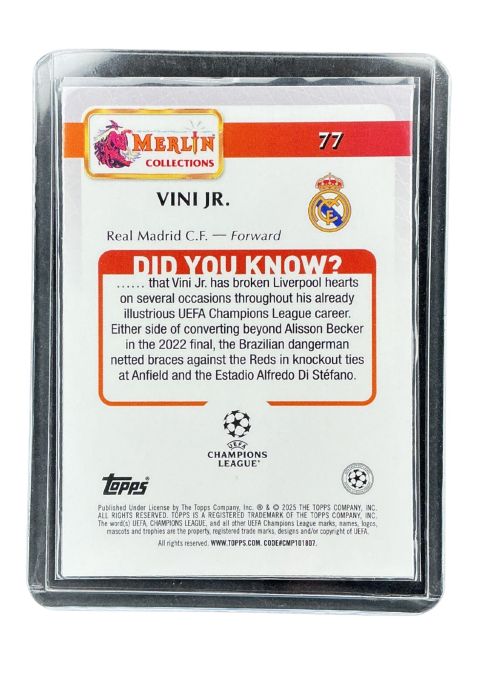 2024-25 Topps Merlin UCC Vini Jr #77 Back