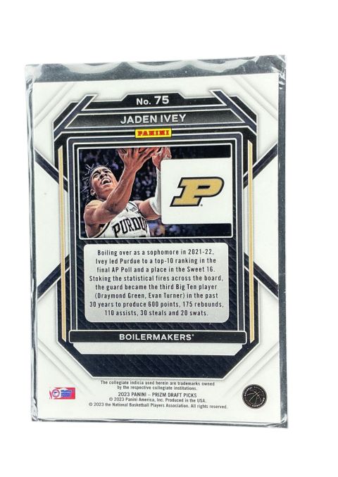 2025-26 Panini Prizm Basketball Jaden Ivey #75 Back