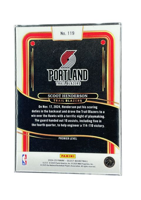 2025-26 Panini Select Basketball Scoot Henderson #119 Back