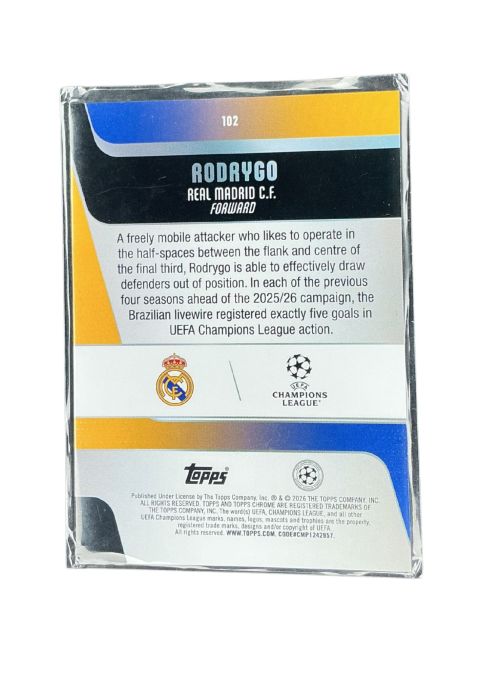 2025-26 Topps Chrome UEFA Club Competitions Rodrygo #102 Back
