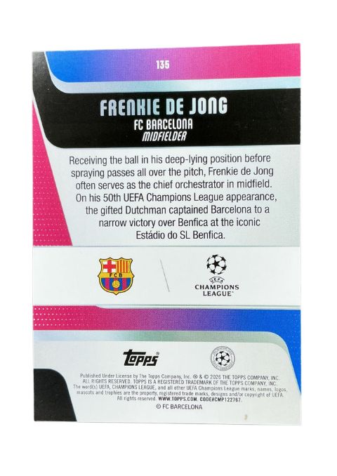 2025-26 Topps UEFA Club Competitions Frenkie De Jong #135 Back