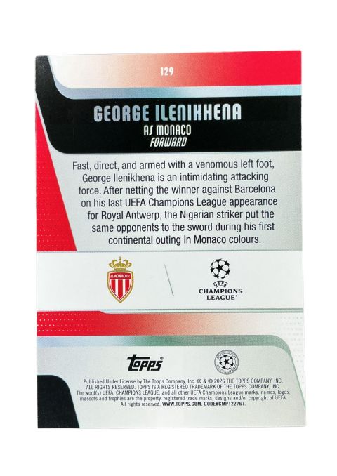 2025-26 Topps UEFA Club Competitions George Ilenikhena #129 Back