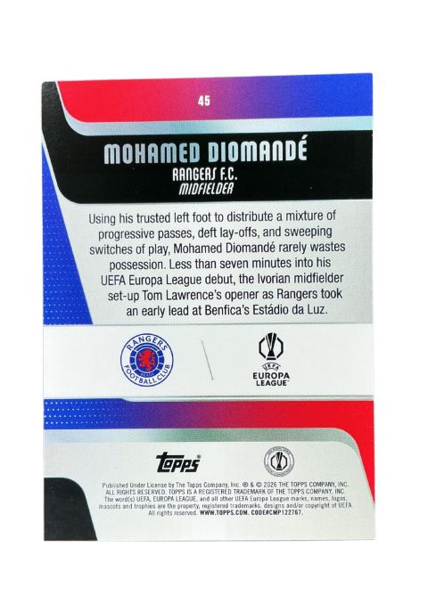 2025-26 Topps UEFA Club Competitions Mohamed Diomande #45 Back