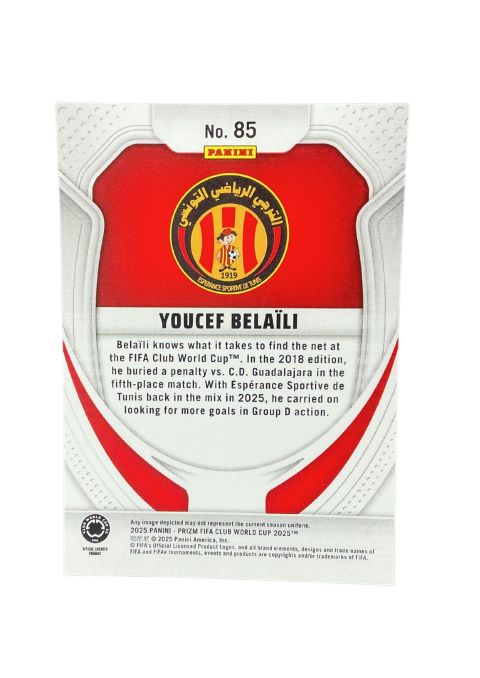 2025 Panini Prizm FIFA World Cup Youcef Belaili RC #85 Back