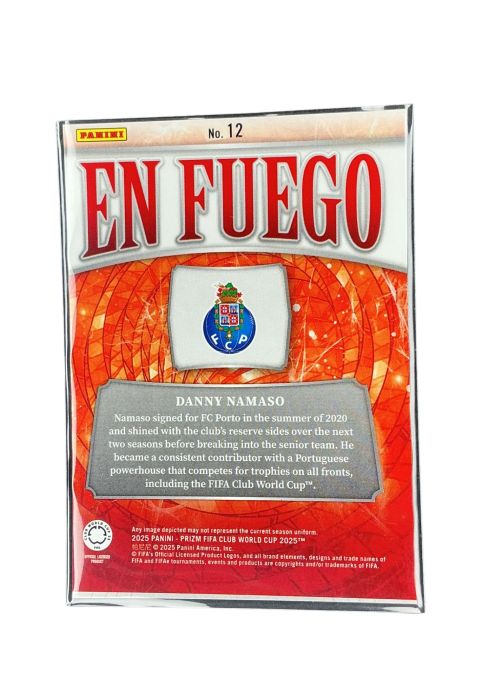 2025 Panini Prizm Fifa World Cup Danny Namaso En Fuego Insert RC #12 Back