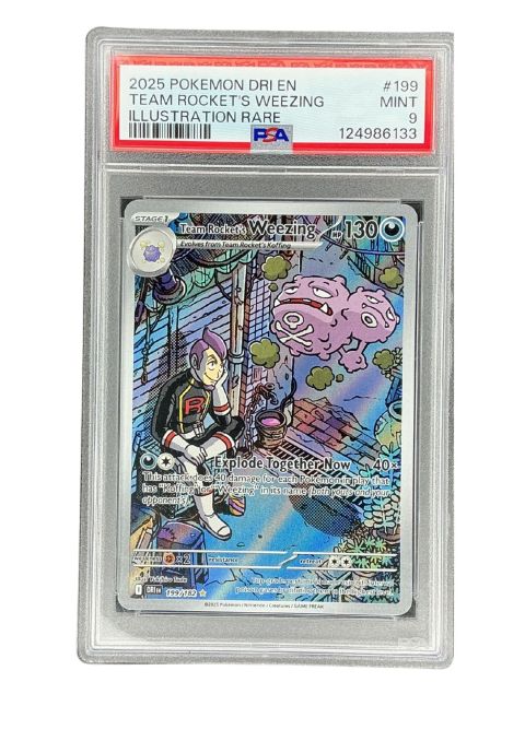 2025 Pokemon Destined Rivals Team Rocket's Weezing IR EN #199 PSA 9 Front