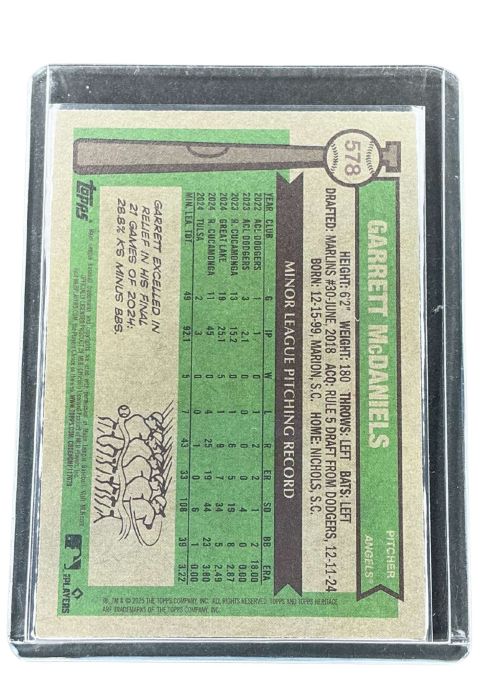 2025 Topps Heritage Garrett Mcdaniels #578
 Back