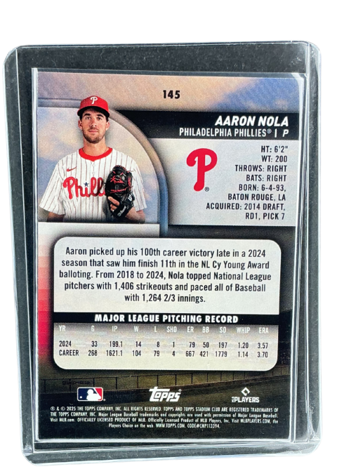 2025 Topps Stadium Club Aaron Nola Lime Green #145
 Back