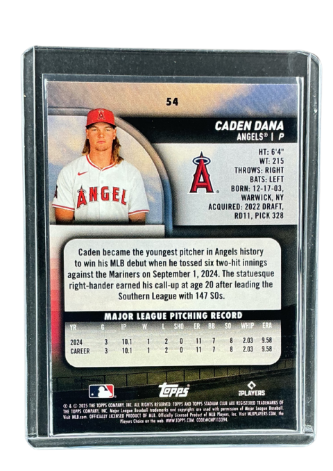 2025 Topps Stadium Club Baseball Caden Dana Rc #54
 Back