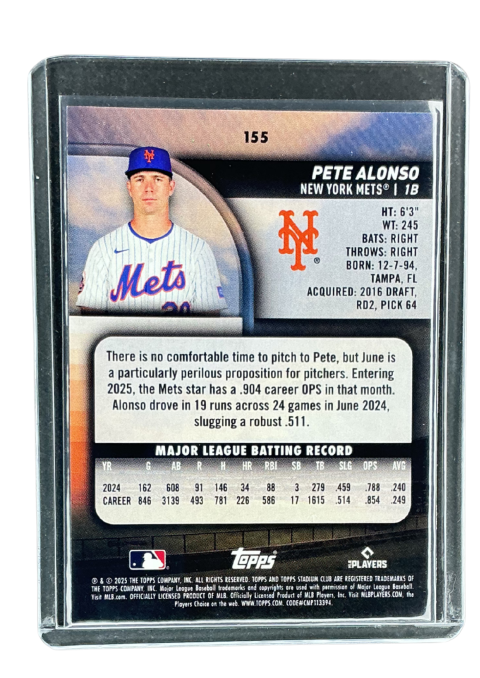 2025 Topps Stadium Club Baseball Pete Alonso Lime Green #155
 Back