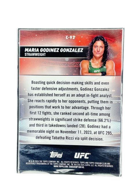 2025 Topps Stadium Club Chrome UFC Maria Godinez Gonzalez #C-92 Back