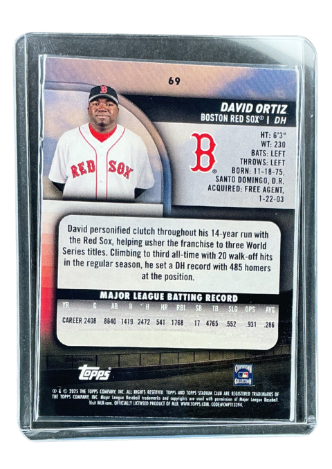 2025 Topps Stadium Club David Ortiz Lime Green #69
 Back