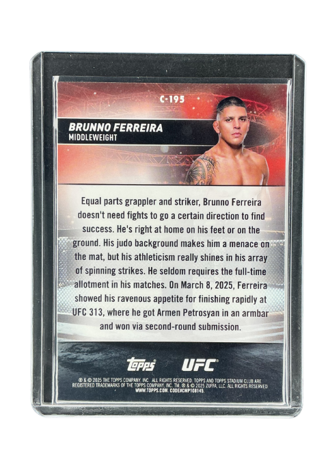 2025 Topps Stadium Club UFC Brunno Ferreira #C-195 Back