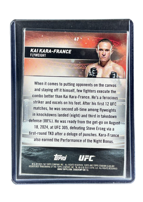 2025 Topps Stadium Club UFC Kai Kara-France #67 Back