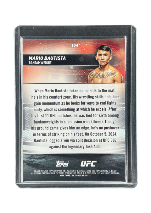 2025 Topps Stadium Club UFC Mario Bautista #104 Back