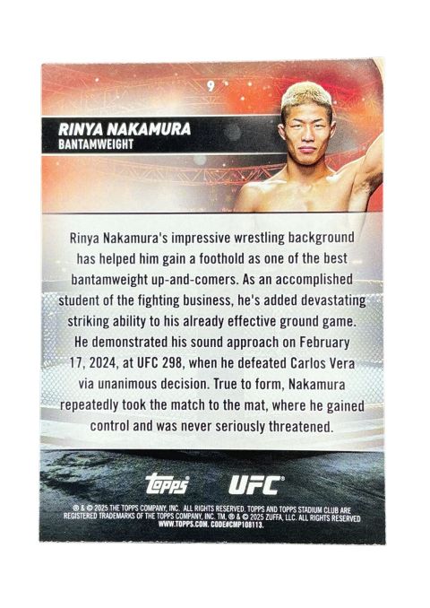 2025 Topps Stadium Club UFC Rinya Nakamura RC #9 Back