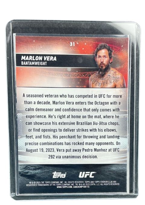 2025 Topps Stadium UFC Marlon Vera #31
 Back