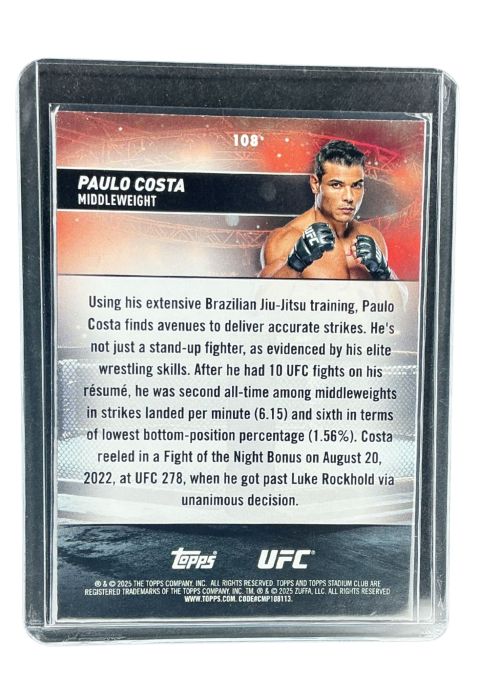 2025 Topps Stadium UFC Paulo Costa Teal #108
 Back