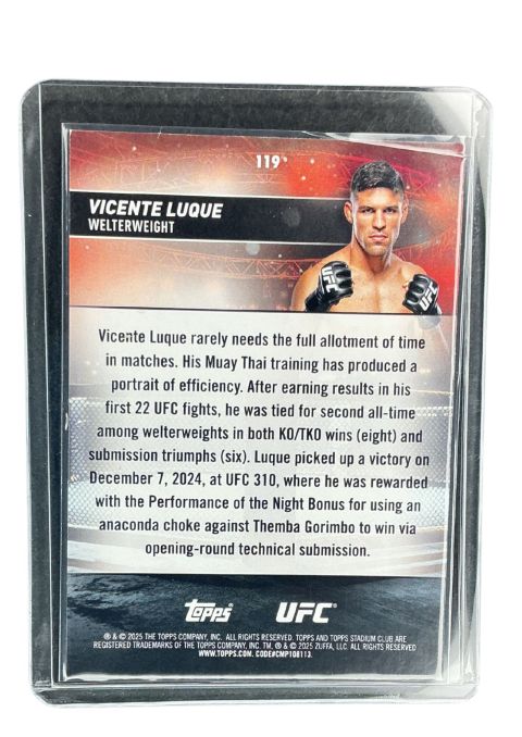 2025 Topps Stadium UFC Vicente Luque #119
 Back