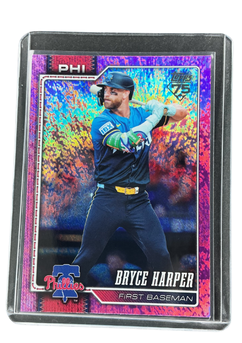 2026 Topps 75 Series 1 Baseball Bryce Harper Pink Sandglitter #250
 Front